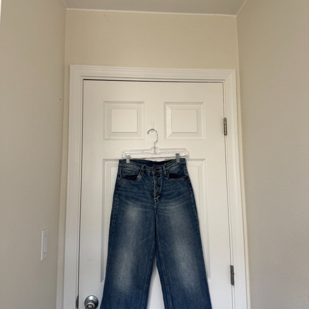 BLANKNYC Chrystie High Rise Button Fly Cropped Wide Leg Jeans Size 28 Retro Y2K - Picture 9 of 10